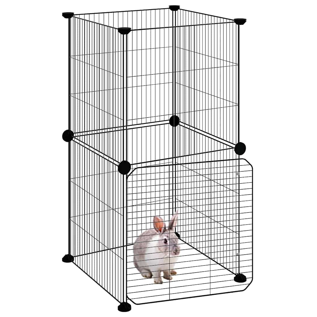 Gabbia per Animali 8 Pannelli con Porta Nero 35x35x70 cm Acciaio
