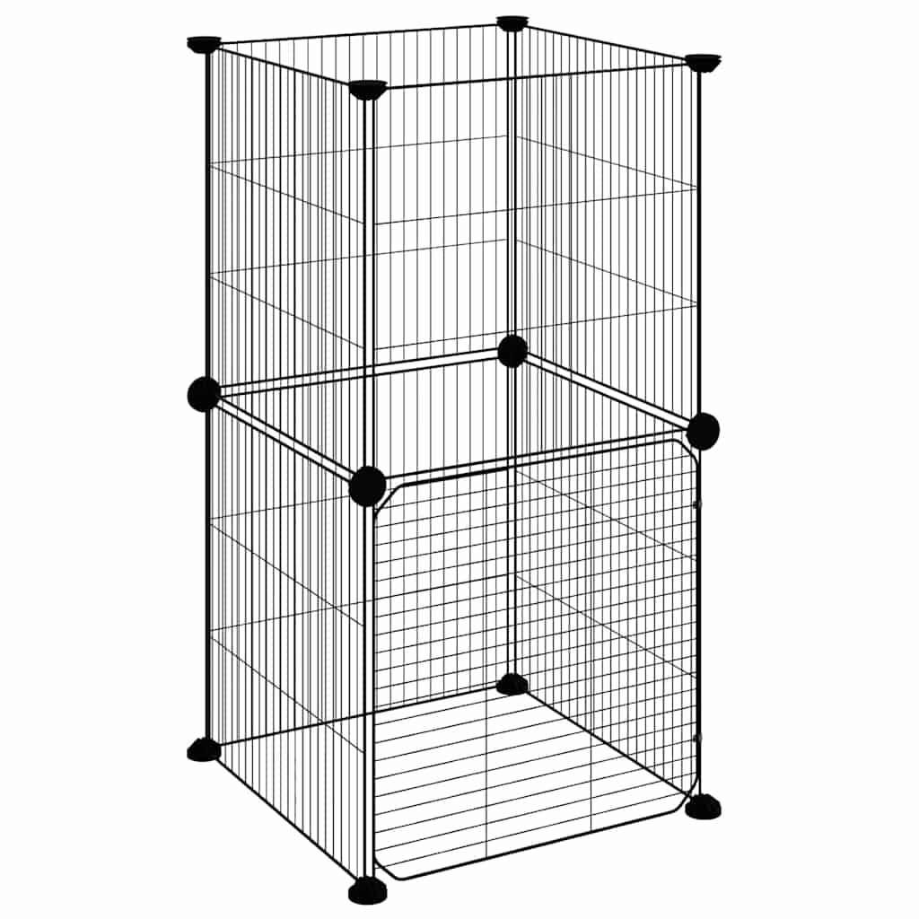 Gabbia per Animali 8 Pannelli con Porta Nero 35x35x70 cm Acciaio