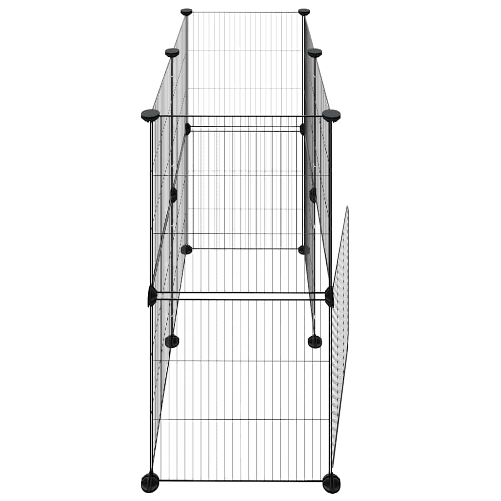 Gabbia per Animali 12 Pannelli con Porta Nero 70x35x70 cm Acciaio