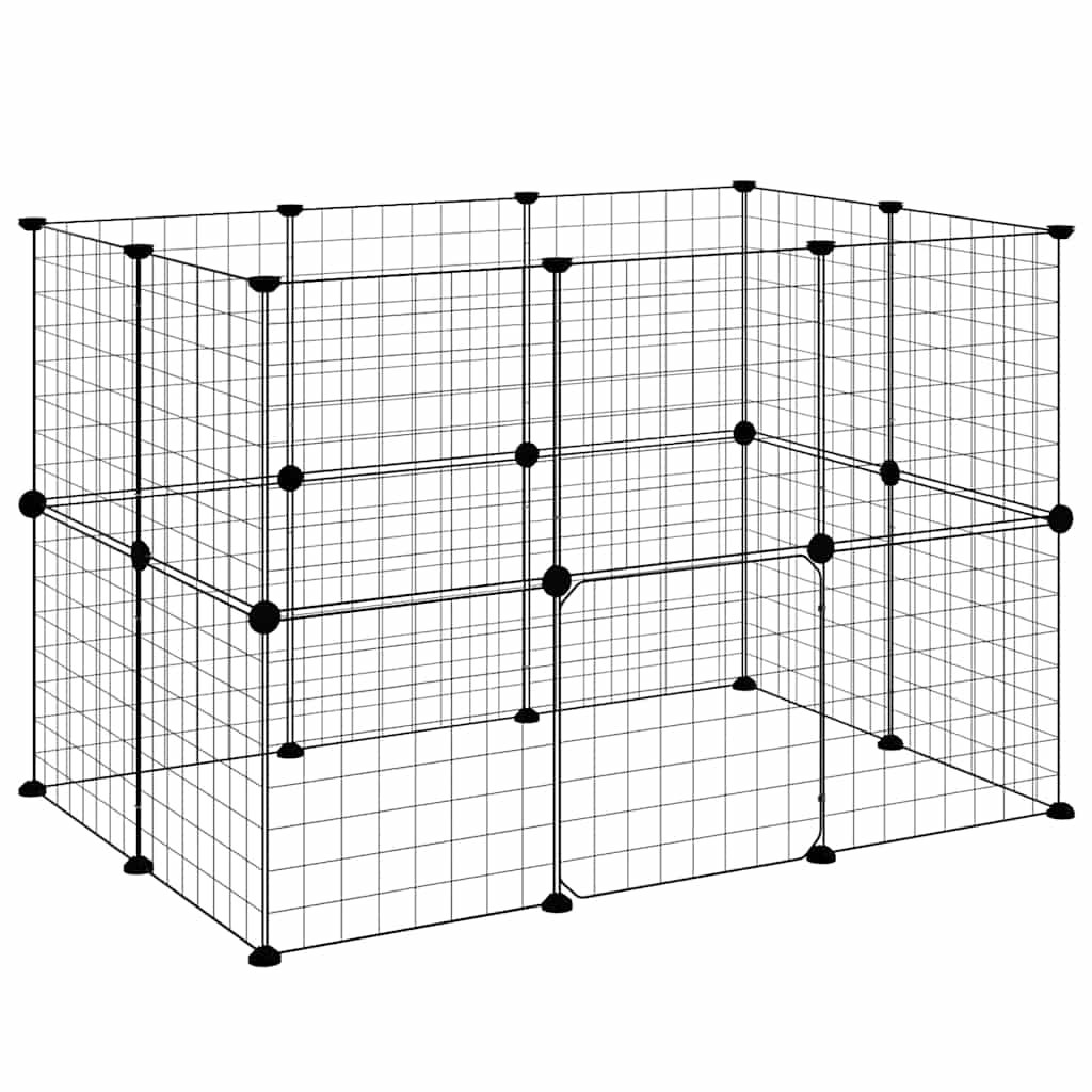 Gabbia per Animali 20 Pannelli con Porta Nera 105x70x70 cm Acciaio