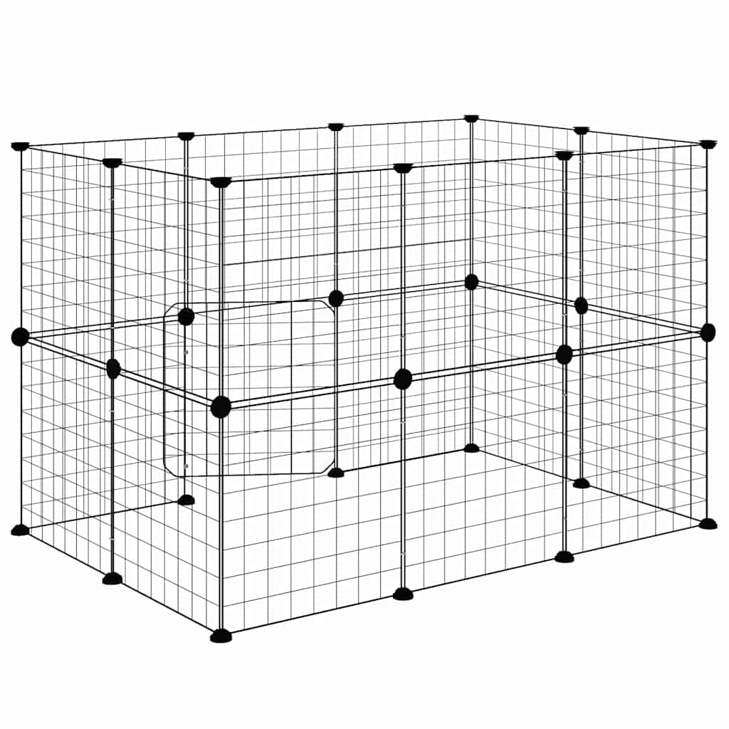 Gabbia per Animali 20 Pannelli con Porta Nera 105x70x70 cm Acciaio