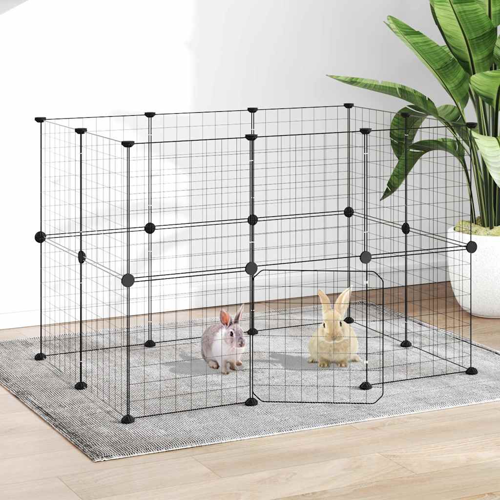 Gabbia per Animali 20 Pannelli con Porta Nera 105x70x70 cm Acciaio