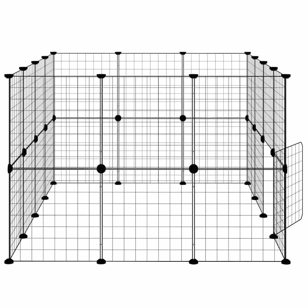 Gabbia per Animali 28 Pannelli con Porta Nero 140x105x70 cm Acciaio