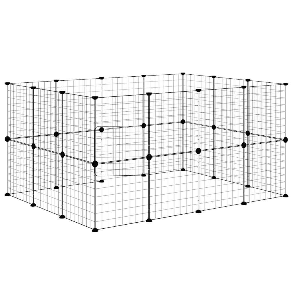 Gabbia per Animali 28 Pannelli con Porta Nero 140x105x70 cm Acciaio