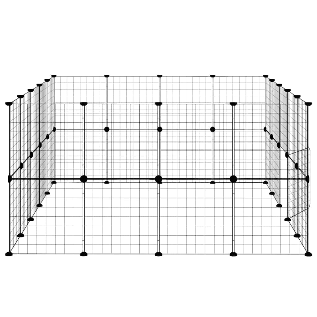 Gabbia per Animali 36 Pannelli con Porta Nera 175x140x70 cm Acciaio