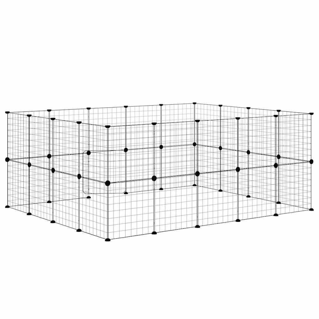 Gabbia per Animali 36 Pannelli con Porta Nera 175x140x70 cm Acciaio