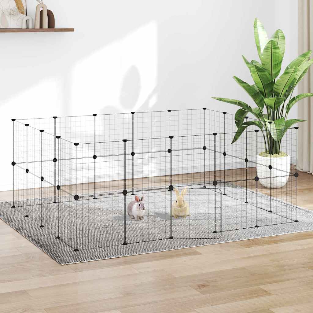 Gabbia per Animali 36 Pannelli con Porta Nera 175x140x70 cm Acciaio