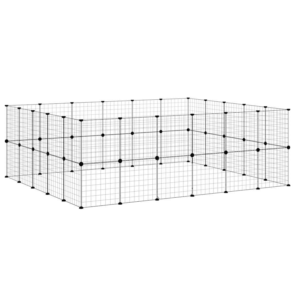 Gabbia per Animali 44 Pannelli con Porta Nera 210x175x70 cm Acciaio