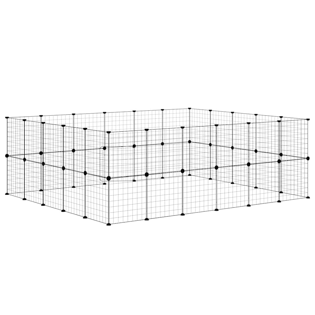 Gabbia per Animali 44 Pannelli con Porta Nera 210x175x70 cm Acciaio