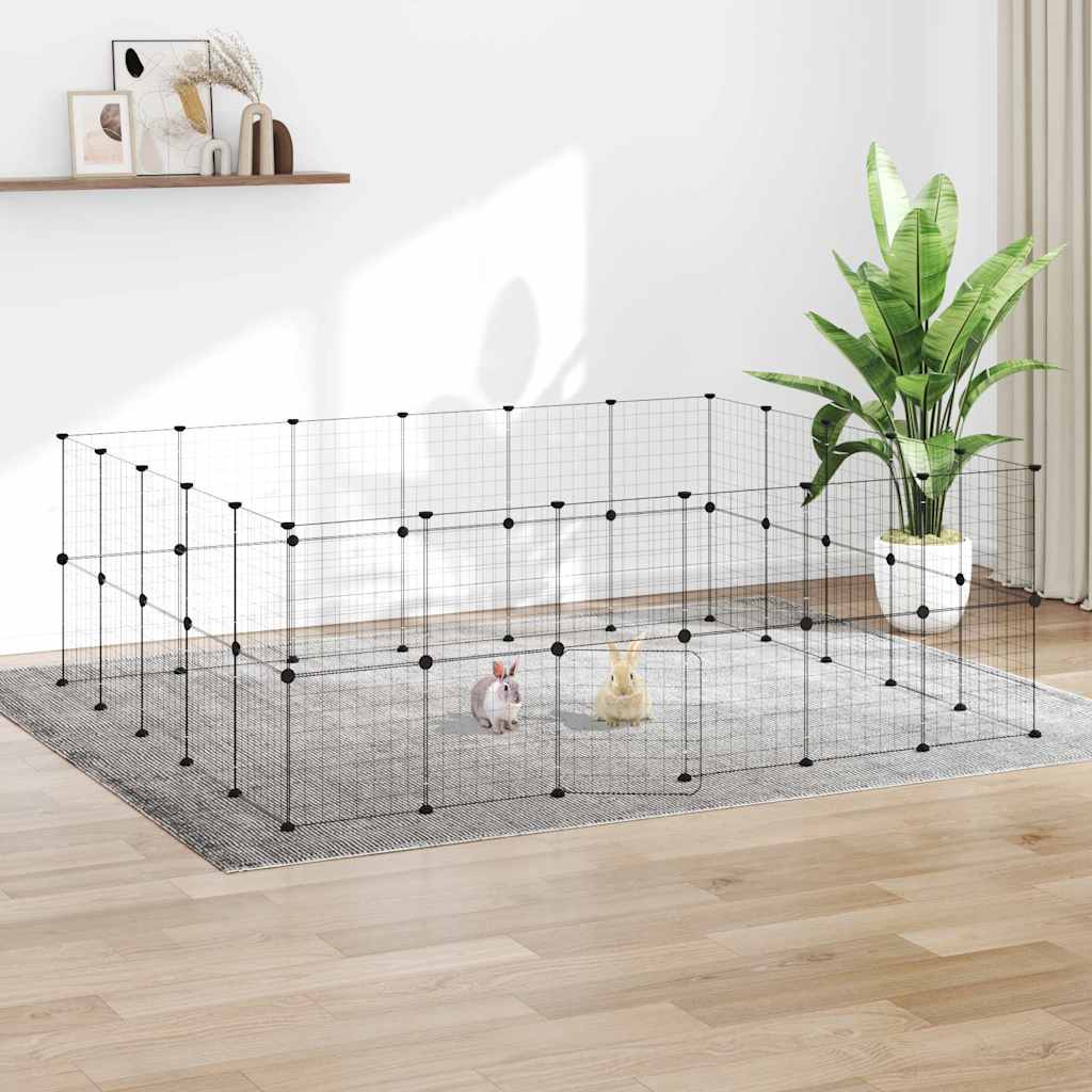 Gabbia per Animali 44 Pannelli con Porta Nera 210x175x70 cm Acciaio