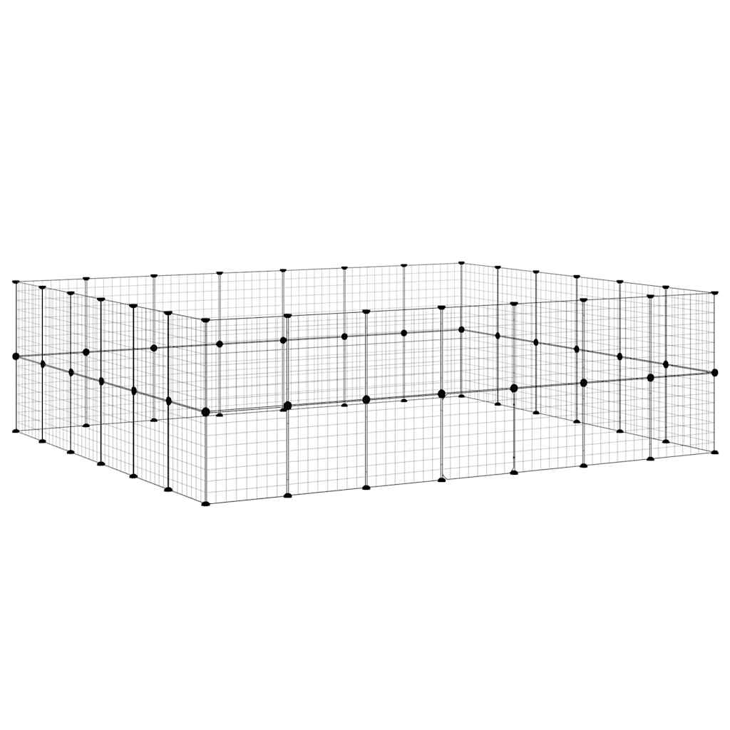 Gabbia per Animali 52 Pannelli con Porta Nero 35x35 cm Acciaio