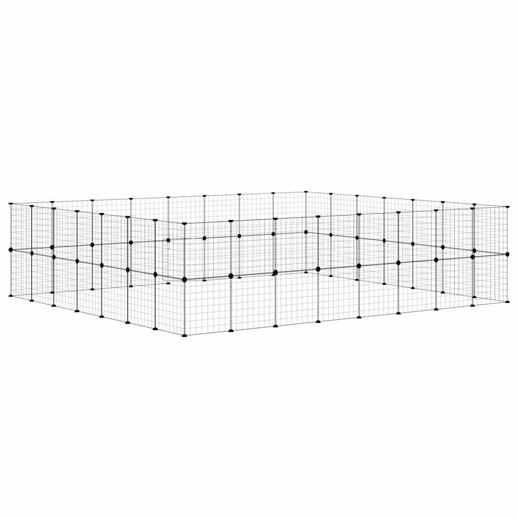 Gabbia per Animali 60 Pannelli con Porta Nera 35x35 cm Acciaio