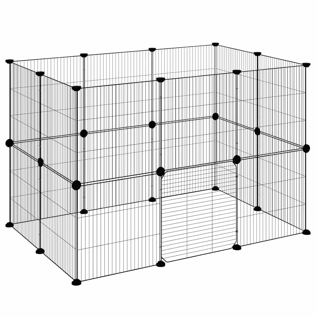 Gabbia per Animali 20 Pannelli con Porta Nera 105x70x70 cm Acciaio