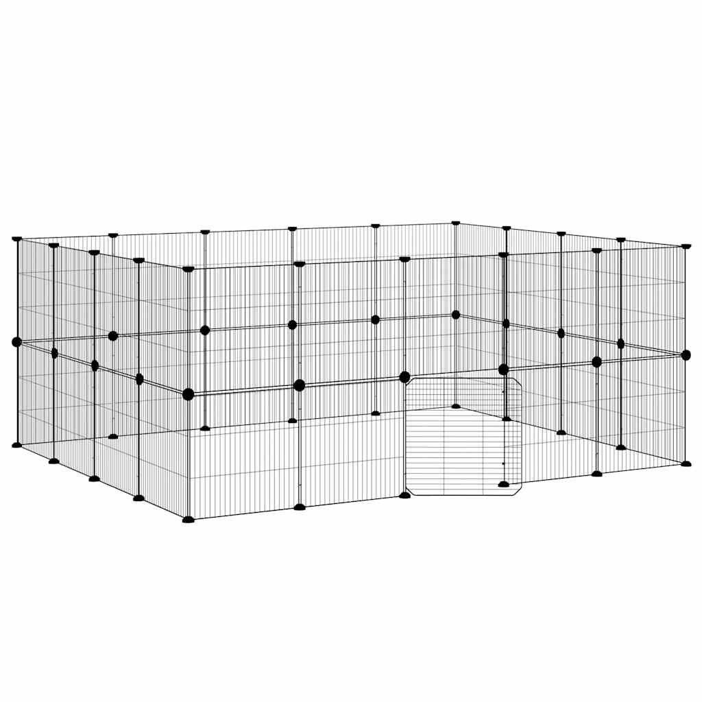 Gabbia per Animali 36 Pannelli con Porta Nera 175x140x70 cm Acciaio