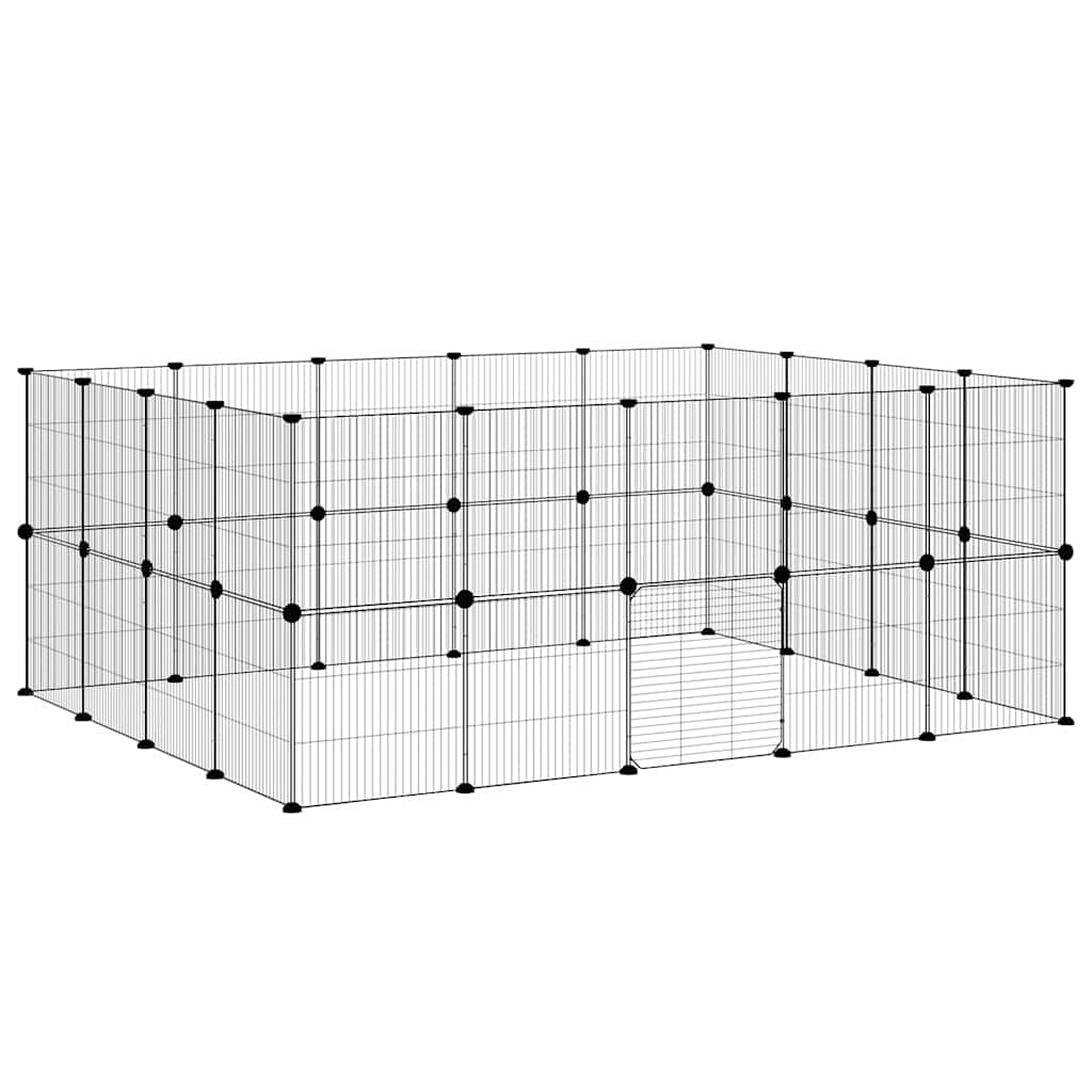 Gabbia per Animali 36 Pannelli con Porta Nera 175x140x70 cm Acciaio