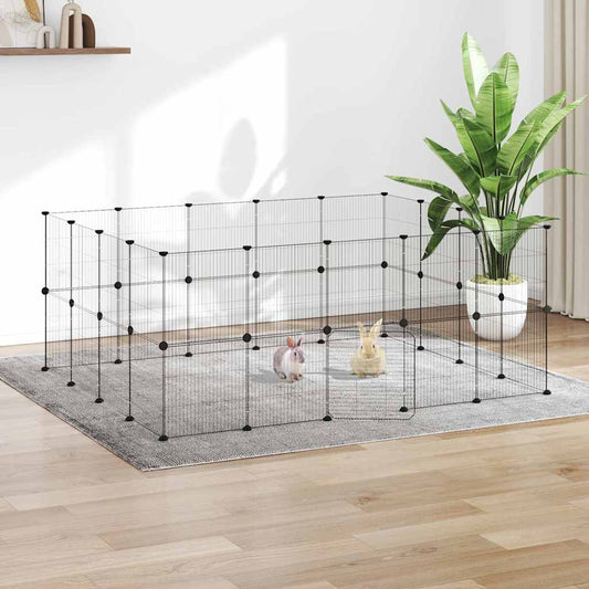 Gabbia per Animali 36 Pannelli con Porta Nera 175x140x70 cm Acciaio