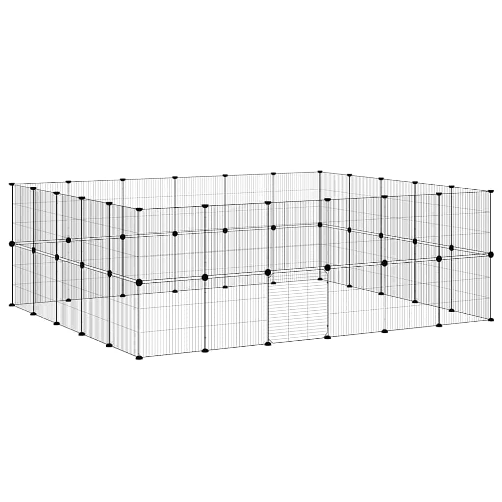 Gabbia per Animali 44 Pannelli con Porta Nera 210x175x70 cm Acciaio