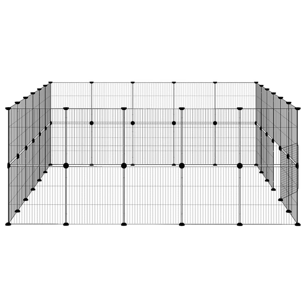 Gabbia per Animali 44 Pannelli con Porta Nera 210x175x70 cm Acciaio
