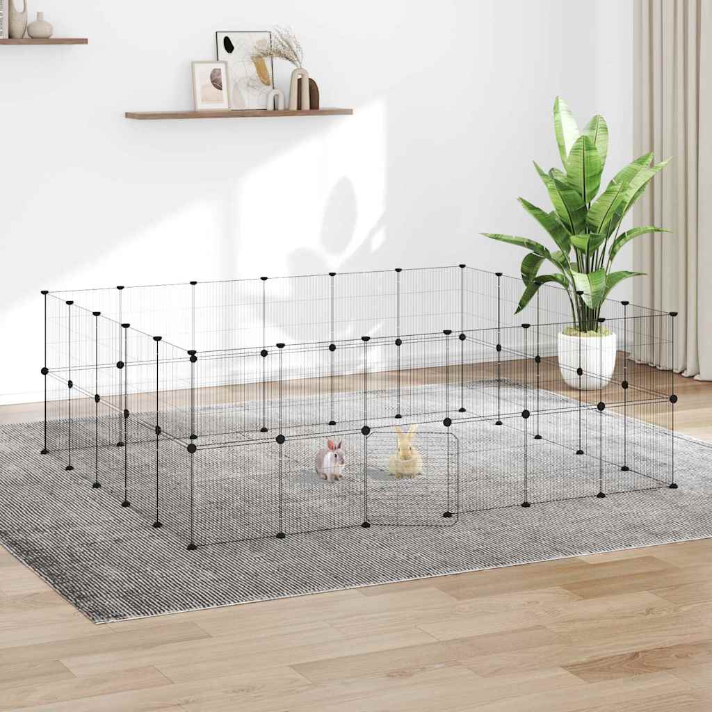 Gabbia per Animali 44 Pannelli con Porta Nera 210x175x70 cm Acciaio