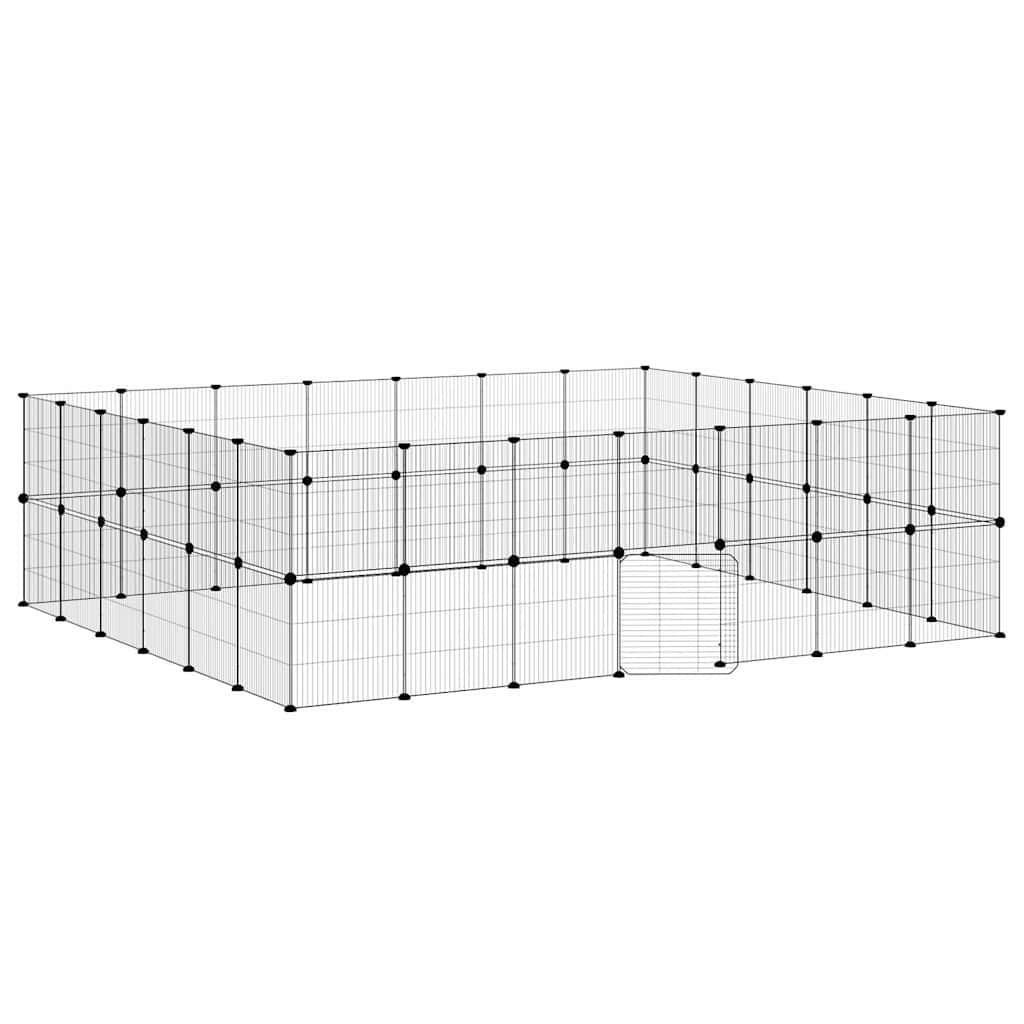 Gabbia per Animali 52 Pannelli con Porta Nero 245x210x70 cm Acciaio