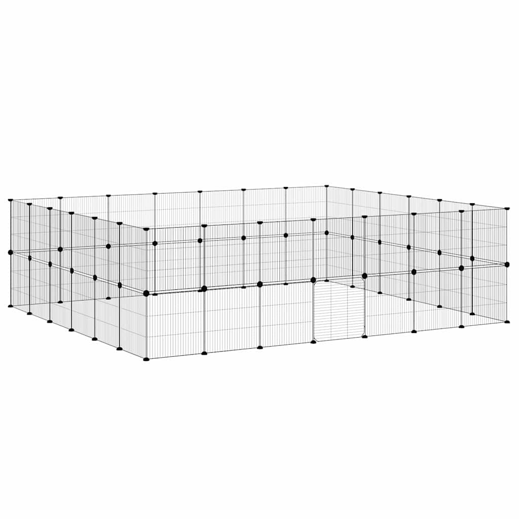 Gabbia per Animali 52 Pannelli con Porta Nero 245x210x70 cm Acciaio
