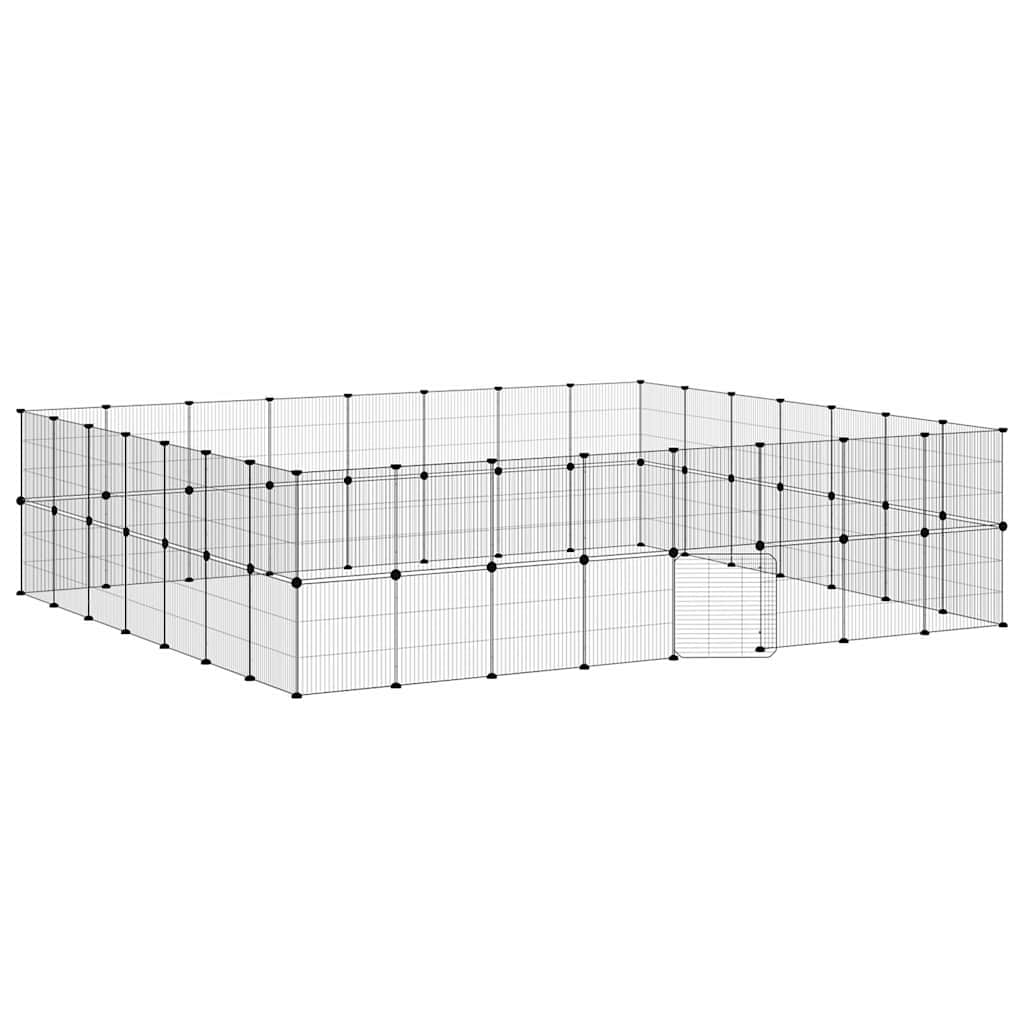 Gabbia per Animali 60 Pannelli con Porta Nera 280x245x70 cm Acciaio