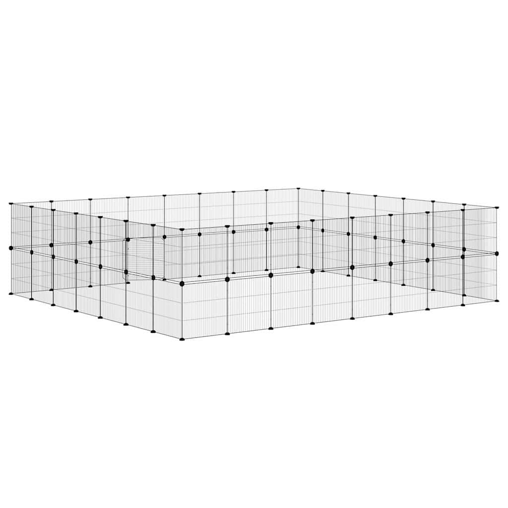 Gabbia per Animali 60 Pannelli con Porta Nera 280x245x70 cm Acciaio