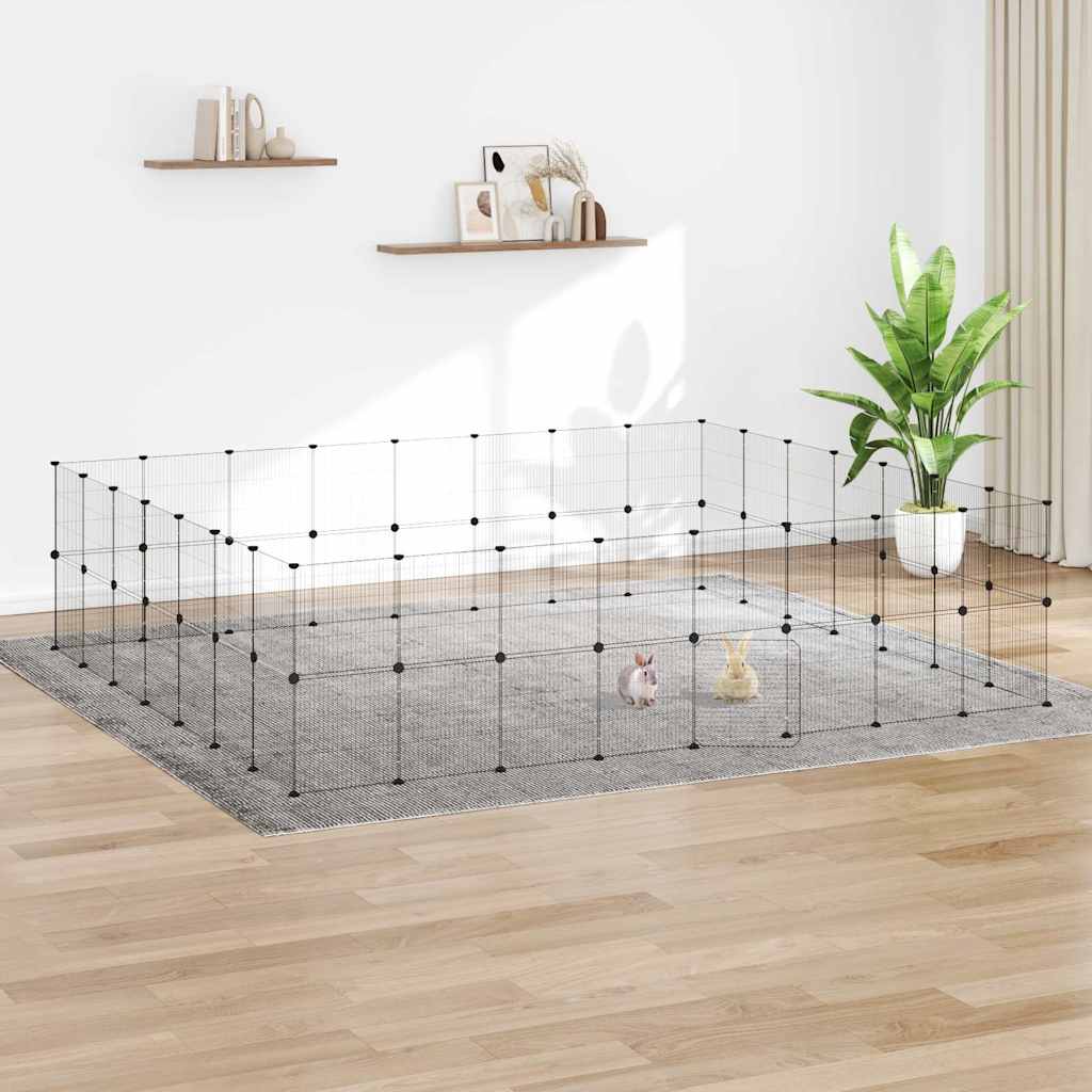 Gabbia per Animali 60 Pannelli con Porta Nera 280x245x70 cm Acciaio