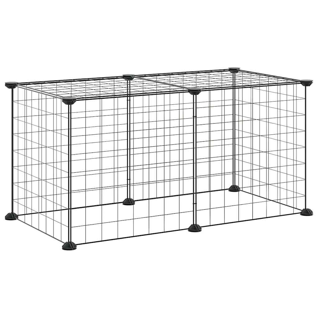 Gabbia per Animali Domestici 8 Pannelli Nero 70x35x35 cm Acciaio