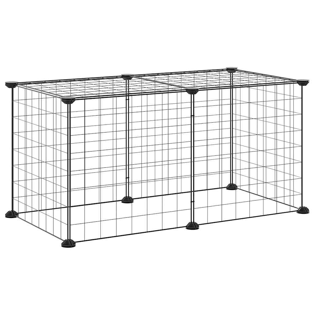 Gabbia per Animali Domestici 8 Pannelli Nero 70x35x35 cm Acciaio