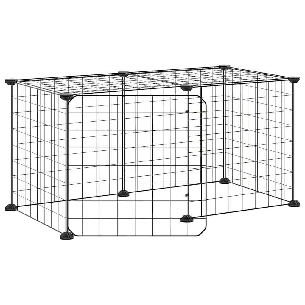 Gabbia per Animali 8 Pannelli con Porta Nero 70x35x35 cm Acciaio