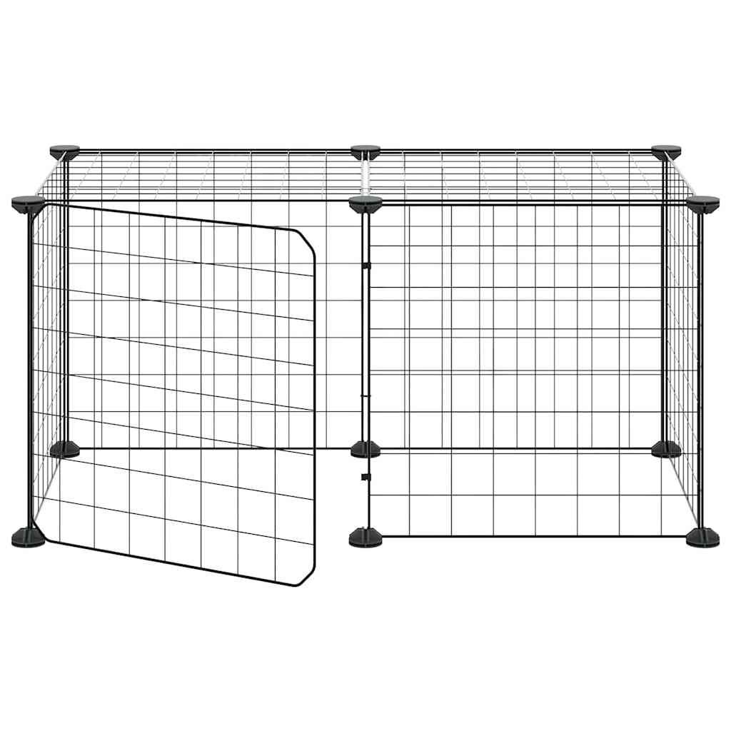 Gabbia per Animali 8 Pannelli con Porta Nero 70x35x35 cm Acciaio