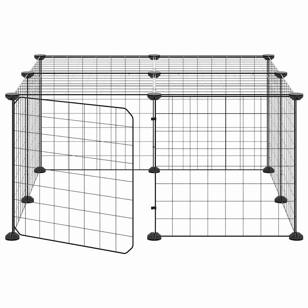 Gabbia per Animali 12 Pannelli con Porta Nero 70x70x35 cm Acciaio