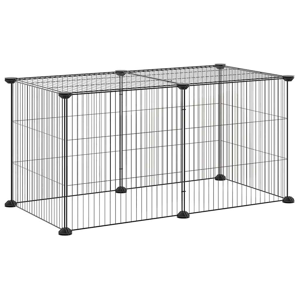 Gabbia per Animali Domestici 8 Pannelli Nero 70x35x35 cm Acciaio