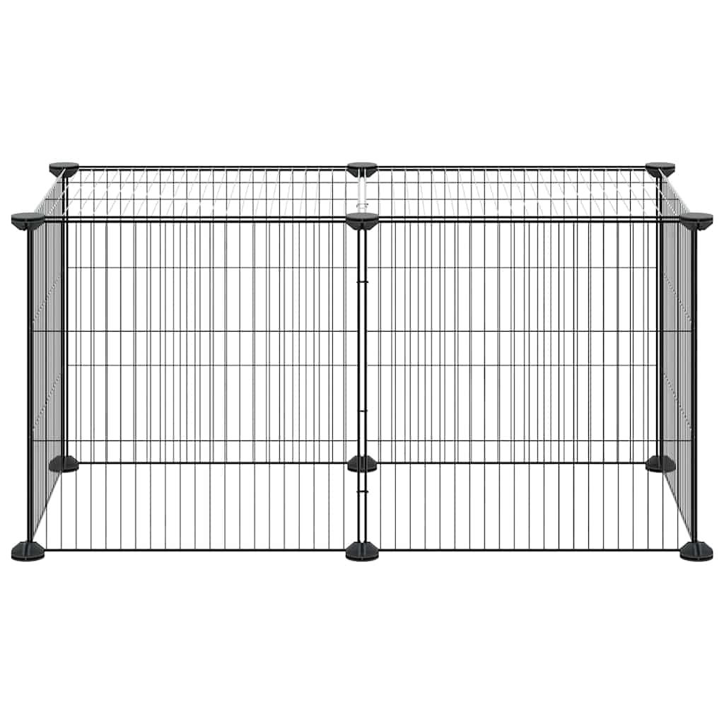 Gabbia per Animali Domestici 8 Pannelli Nero 70x35x35 cm Acciaio