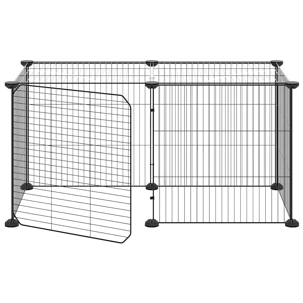 Gabbia per Animali 8 Pannelli con Porta Nero 70x35x35 cm Acciaio