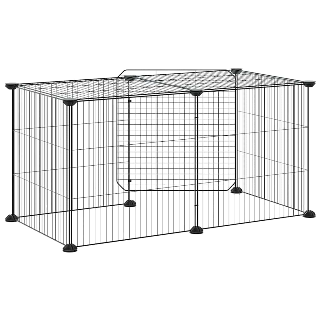 Gabbia per Animali 8 Pannelli con Porta Nero 70x35x35 cm Acciaio