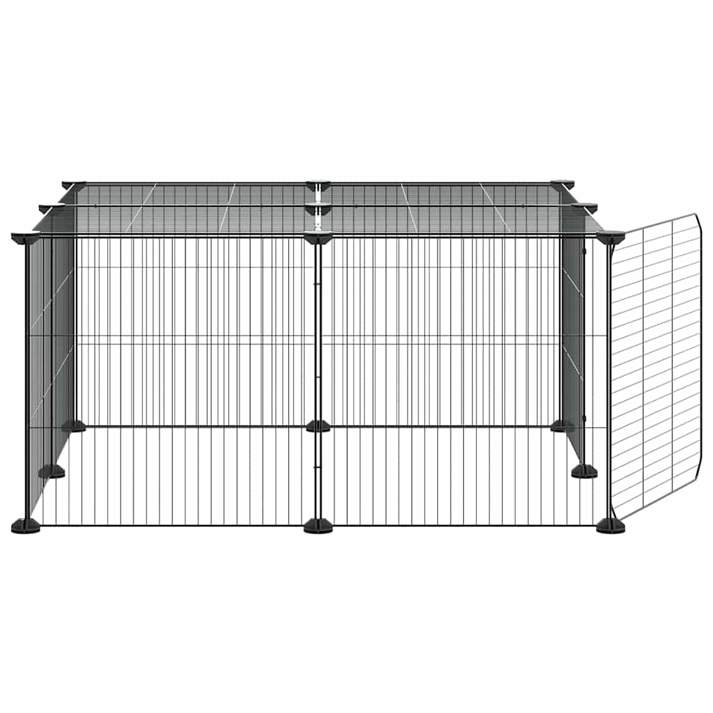 Gabbia per Animali 12 Pannelli con Porta Nero 70x70x35 cm Acciaio