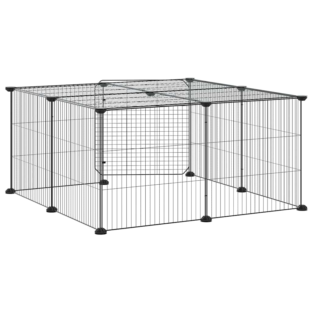 Gabbia per Animali 12 Pannelli con Porta Nero 70x70x35 cm Acciaio