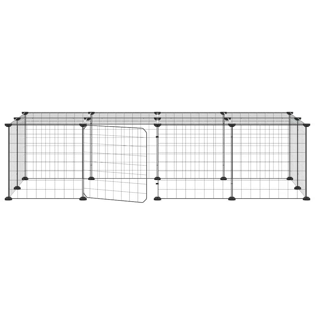 Gabbia per Animali 20 Pannelli con Porta Nera 140x70x35 cm Acciaio