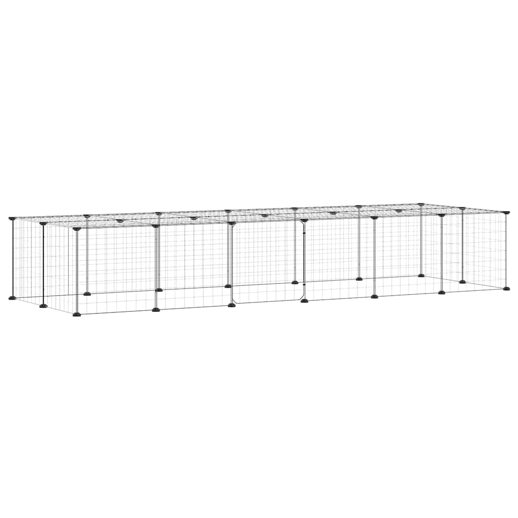 Gabbia per Animali 28 Pannelli con Porta Nero 210x70x35 cm Acciaio