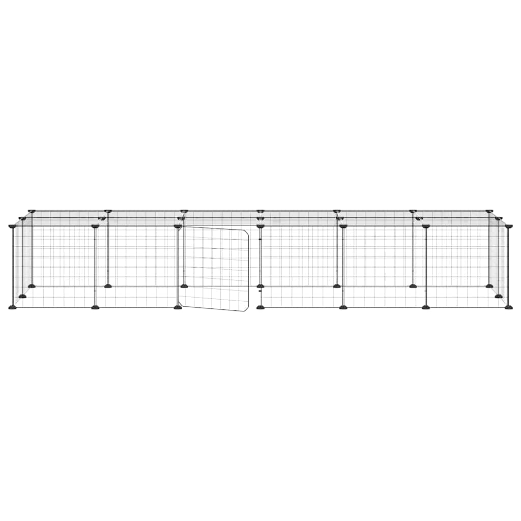 Gabbia per Animali 28 Pannelli con Porta Nero 210x70x35 cm Acciaio