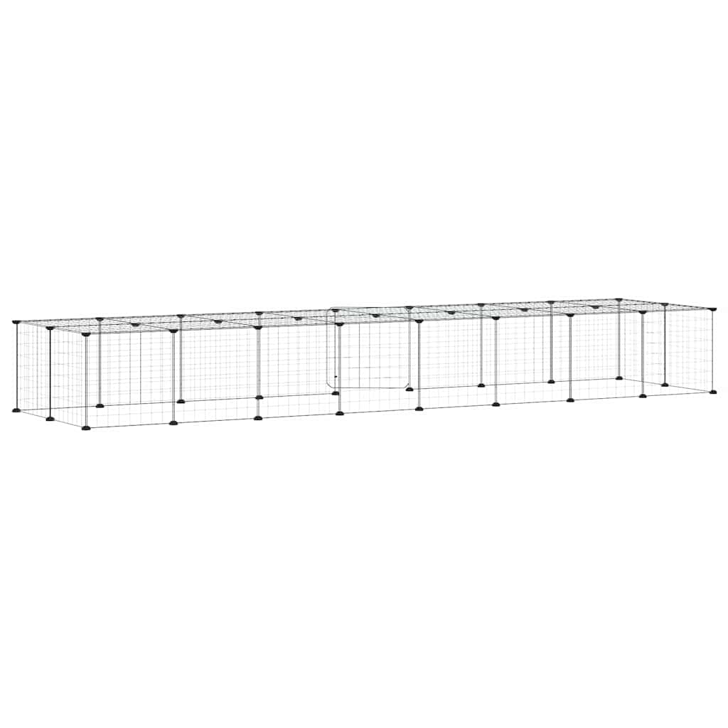 Gabbia per Animali 36 Pannelli con Porta Nera 280x70x35 cm Acciaio