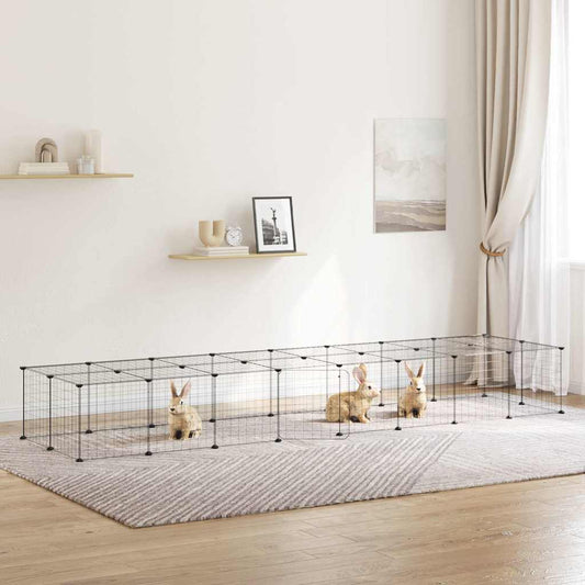 Gabbia per Animali 36 Pannelli con Porta Nera 280x70x35 cm Acciaio