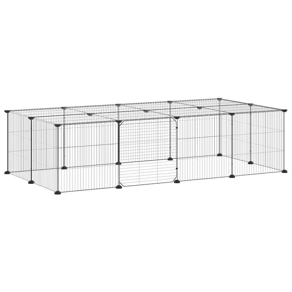 Gabbia per Animali 20 Pannelli con Porta Nera 140x70x35 cm Acciaio