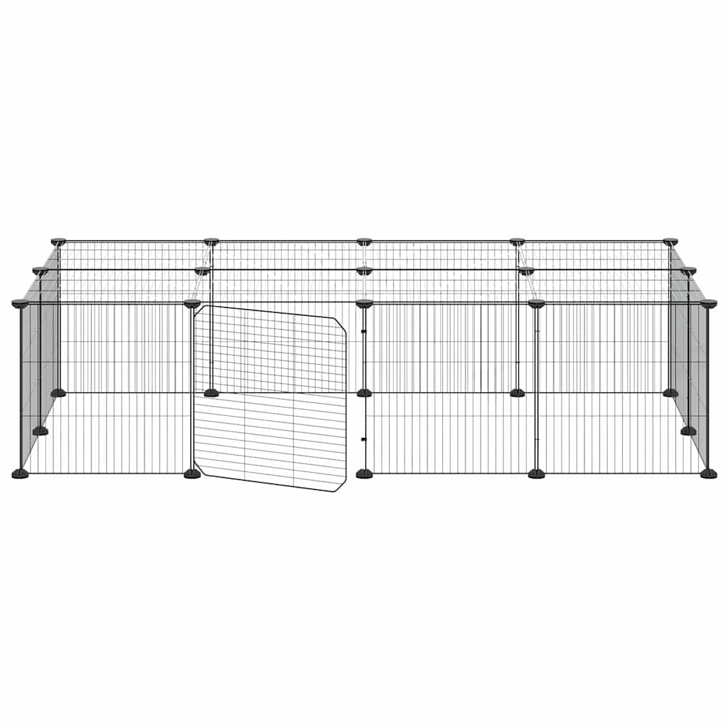Gabbia per Animali 20 Pannelli con Porta Nera 140x70x35 cm Acciaio