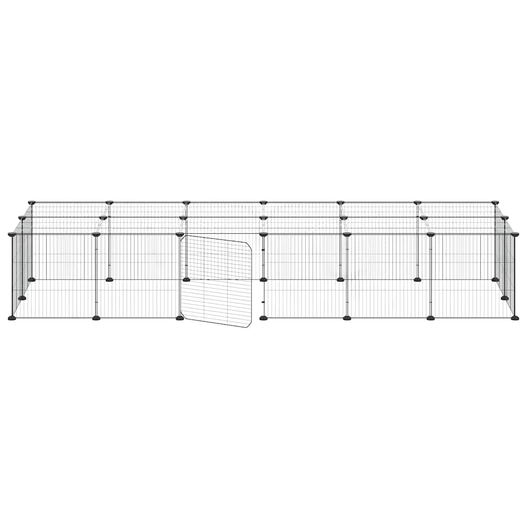 Gabbia per Animali 28 Pannelli con Porta Nero 210x70x35 cm Acciaio