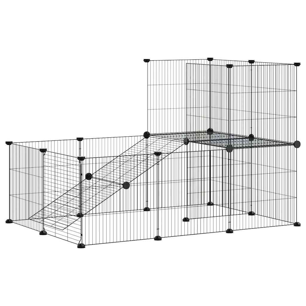 Gabbia per Animali 20 Pannelli con Porta Nera 105x70x70 cm Acciaio