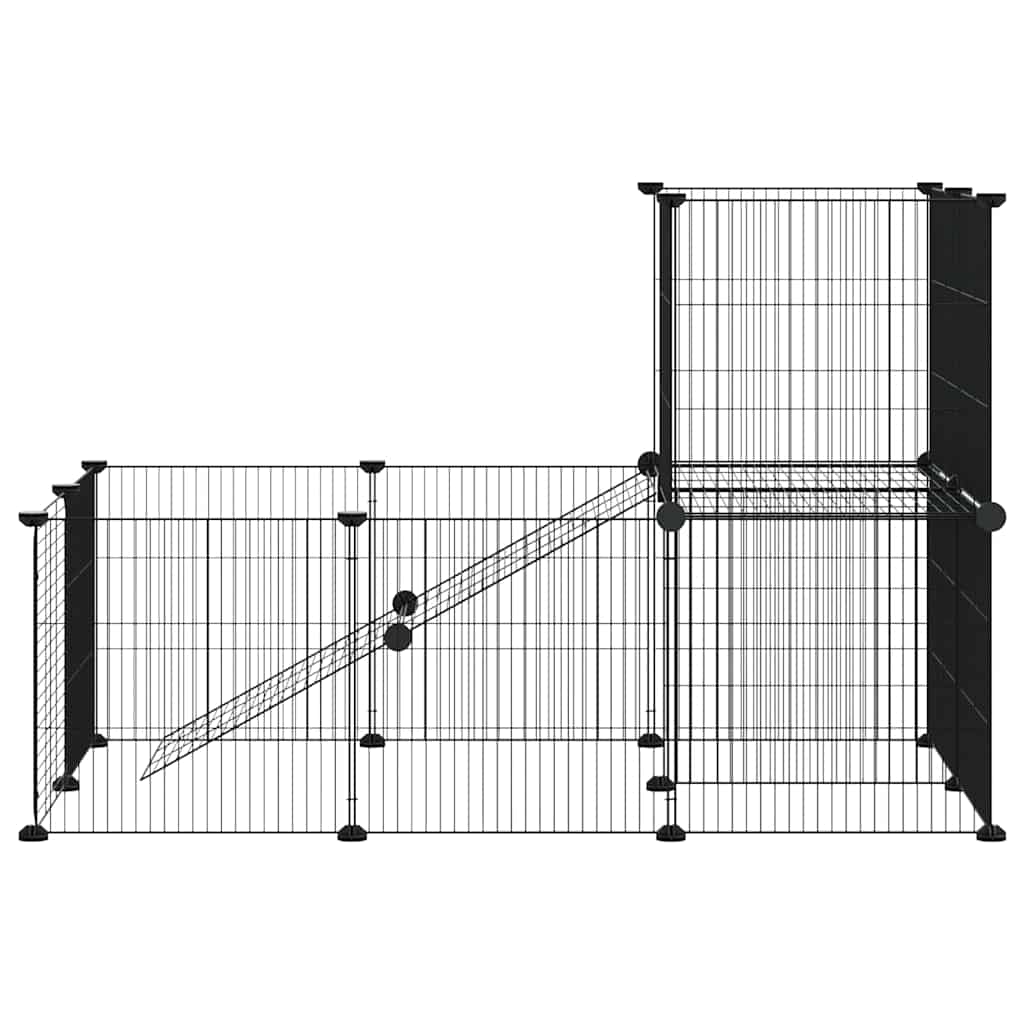 Gabbia per Animali 20 Pannelli con Porta Nera 105x70x70 cm Acciaio