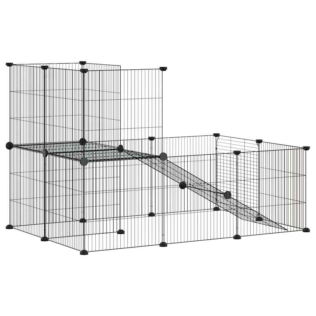 Gabbia per Animali 20 Pannelli con Porta Nera 105x70x70 cm Acciaio